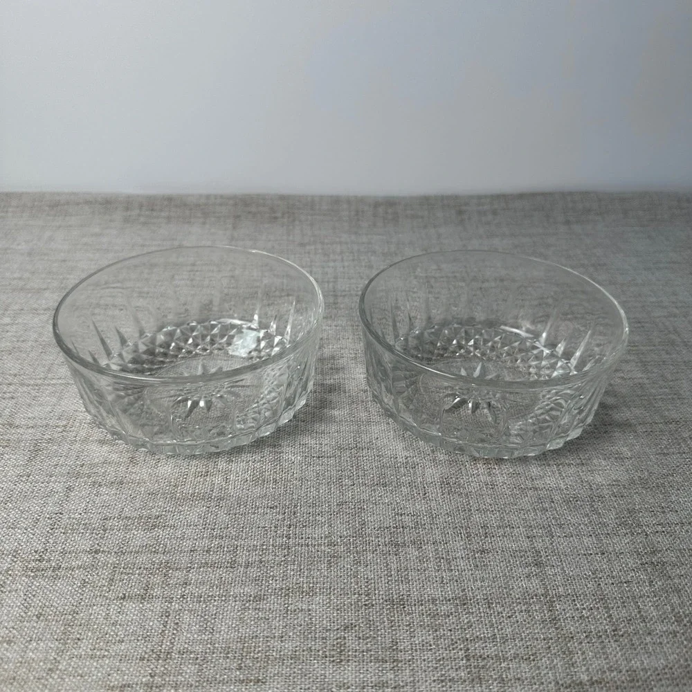 Set of 2 Arcoroc France Clear Pressed Vintage Glass Dessert Bowls